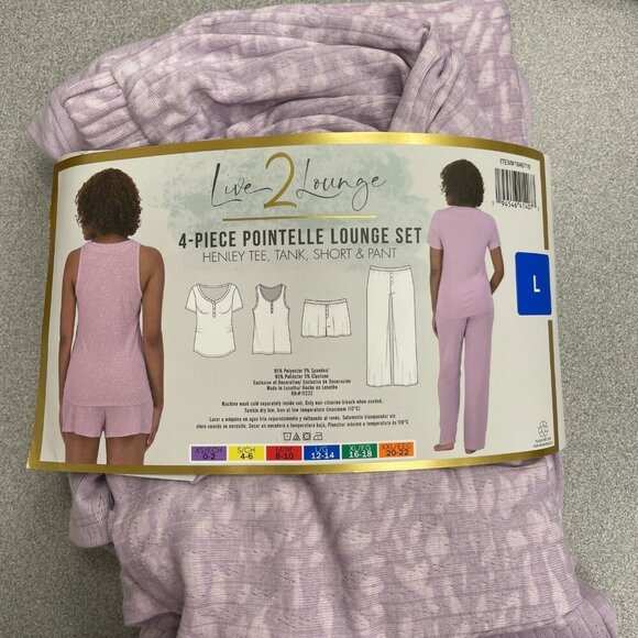 Live2Lounge Women's L 4-Piece Pointelle Lounge Set M0452 - Picture 6 of 8